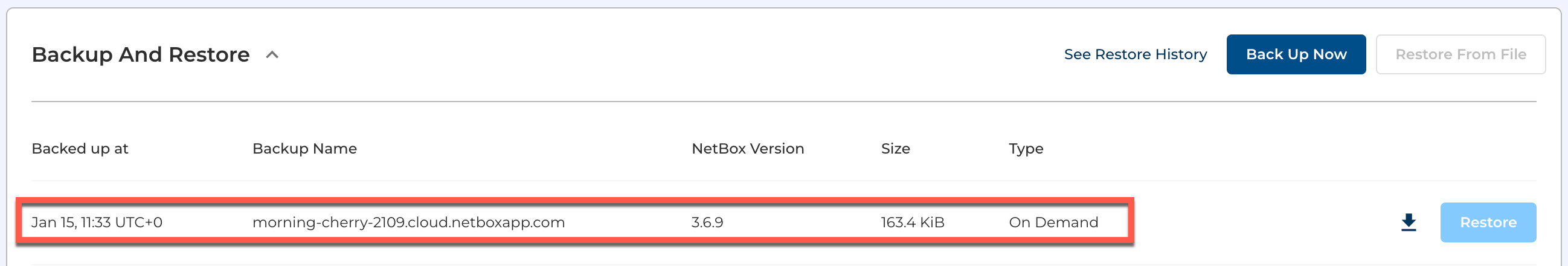 on demand backup taken