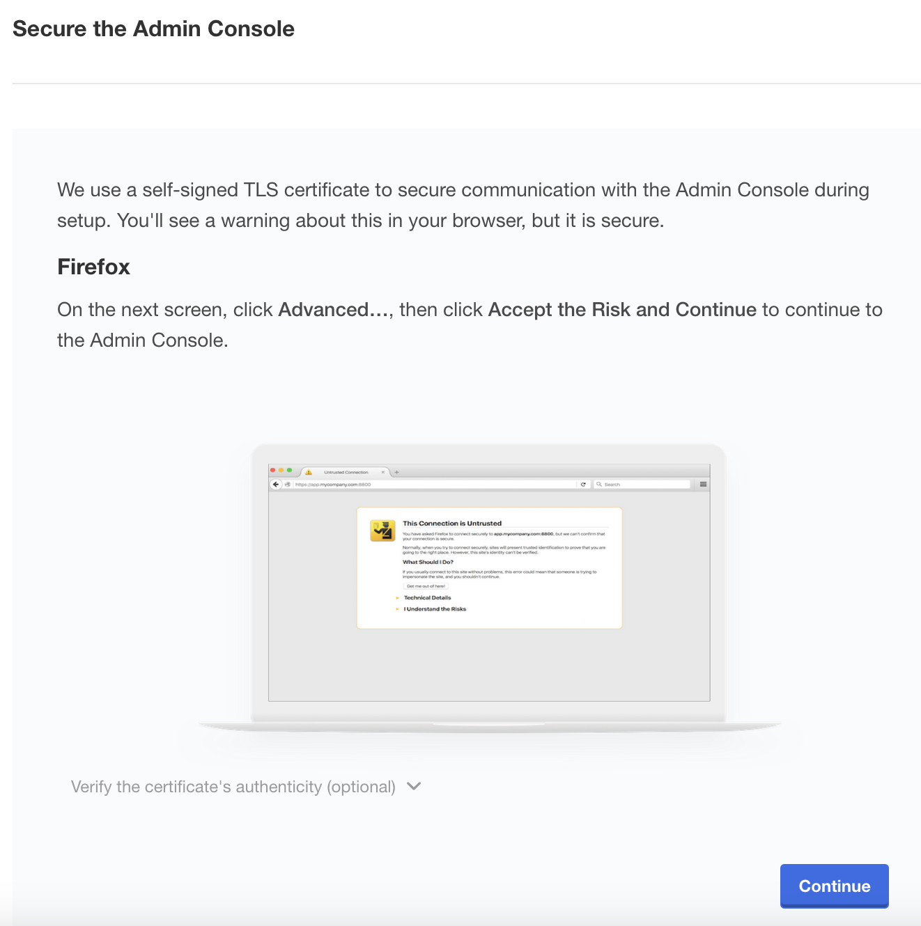 Screenshot: Secure the Admin Console